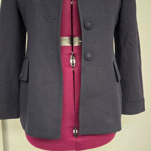 Women's Jones New York Navy Button Down Wool Blazer Jacket - Size 8 - Picture 5 of 12